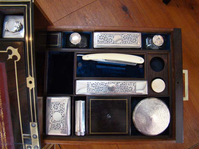 A Fabulous English Brass Mounted Rosewood combination Writing Box and Dressing Box circa 1825 — image 6